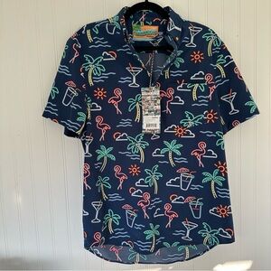 chubbies Navy Polo with Neon Tropical Icons